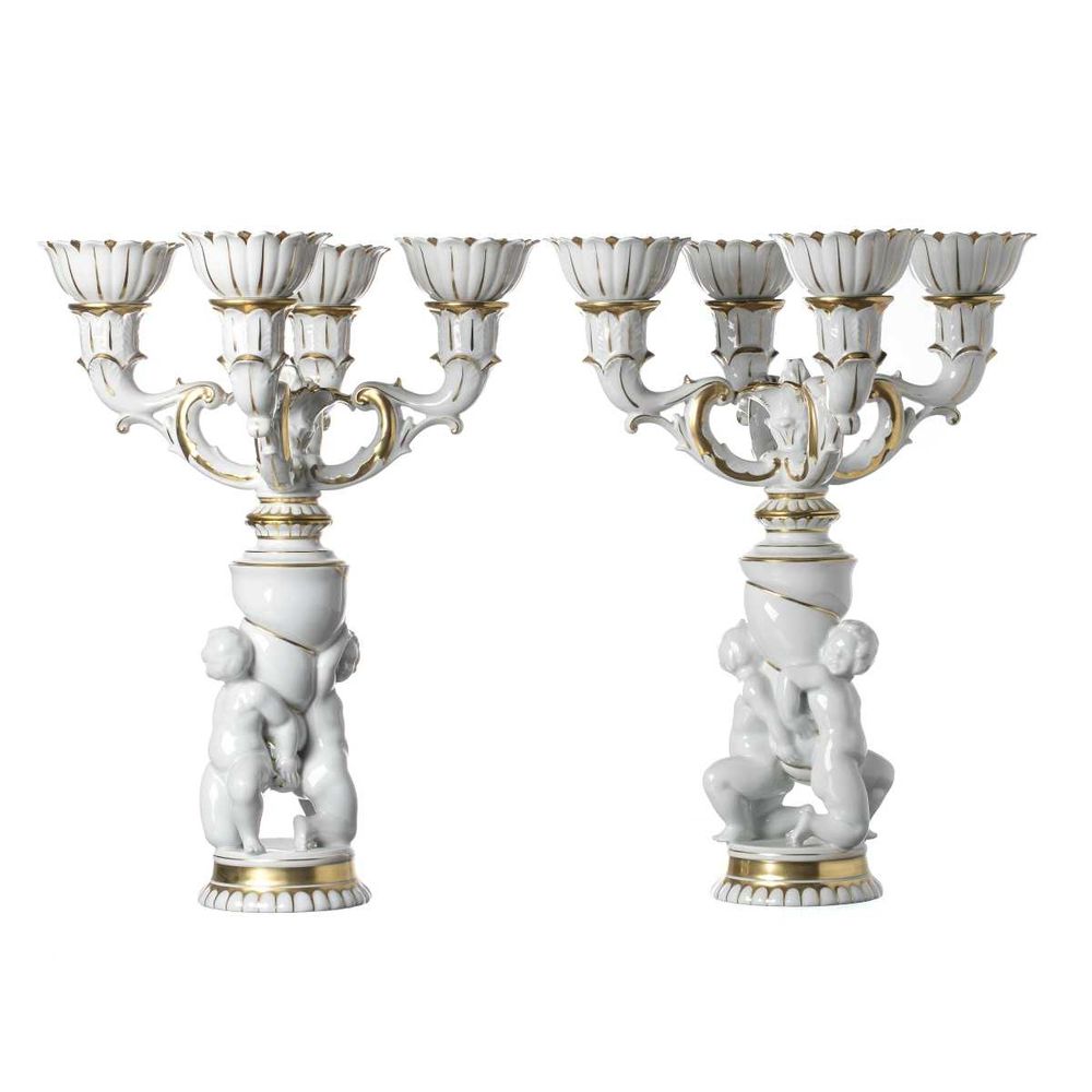 Par Candelabros Decoração Ouro