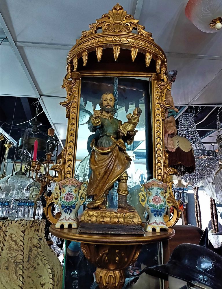 Figura S. José Madeira Policromada Séc XVIII XIX