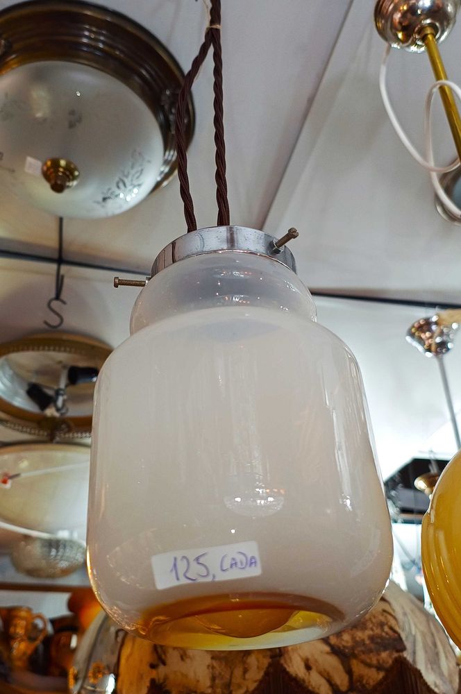 Candeeiros 1 Lâmpada Vidro Branco Âmbar