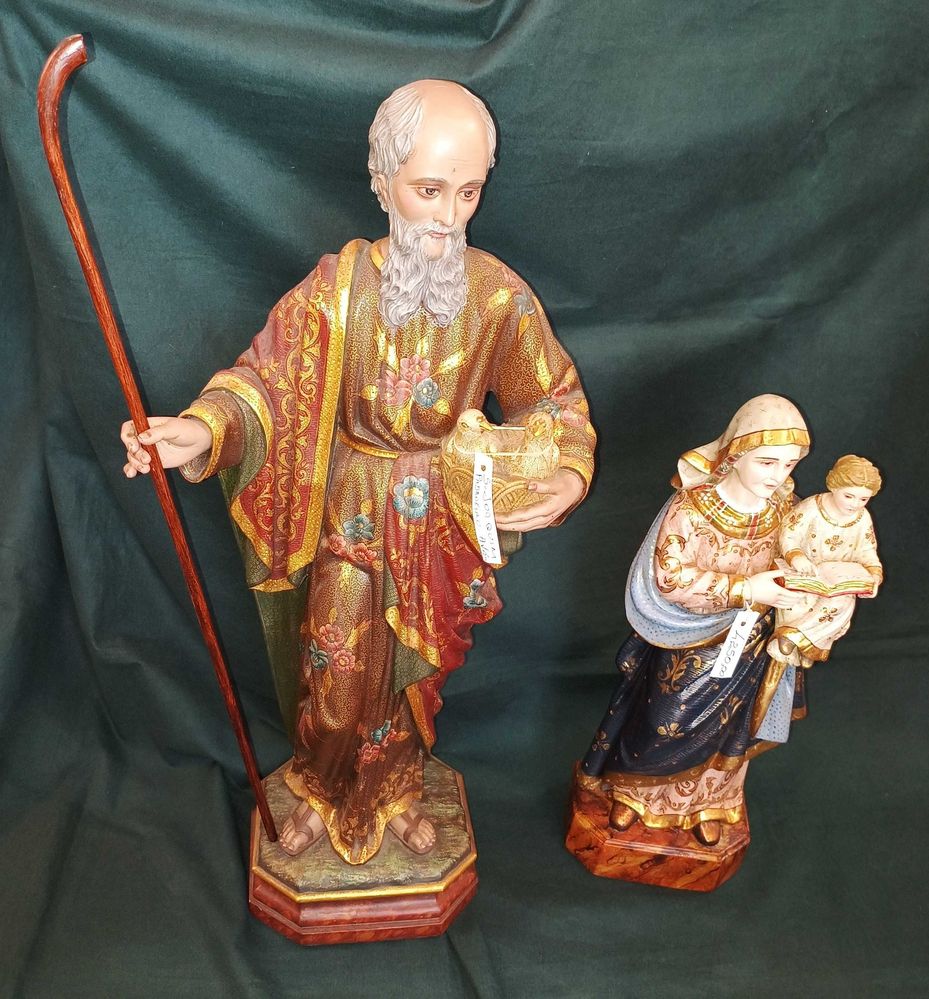 Figuras São Joaquim e Santa Ana em madeira
