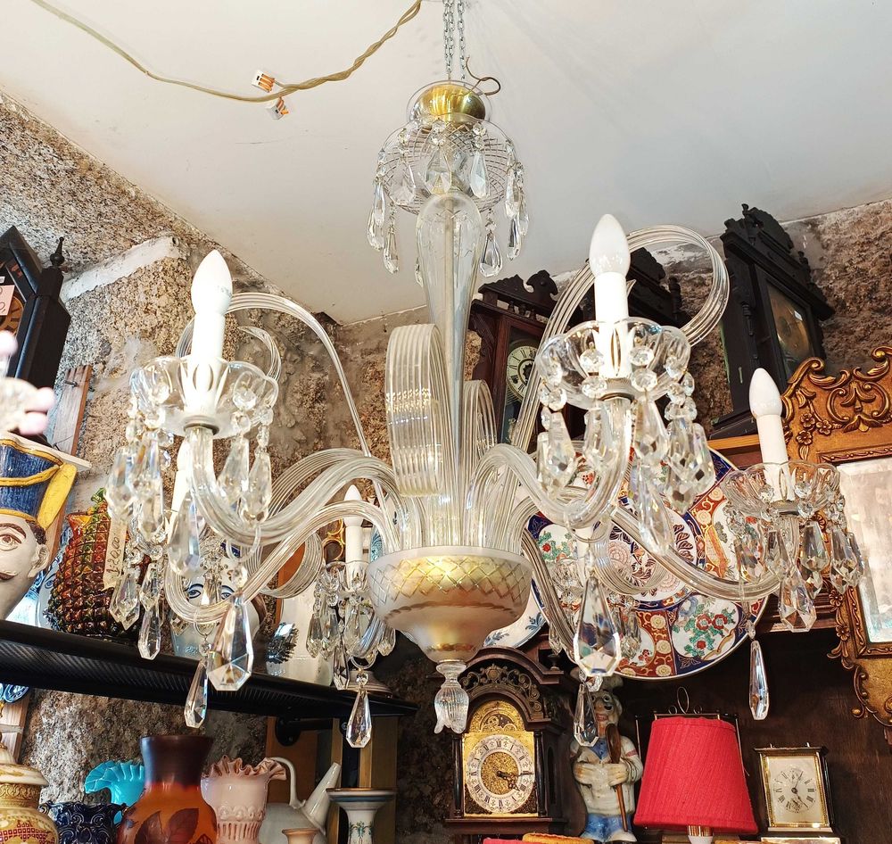 Lustre Estilo Veneziano Vidro Murano 6 Lâmpadas