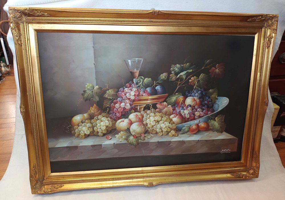 Quadro Clássico Óleo sobre Tela Natureza Morta