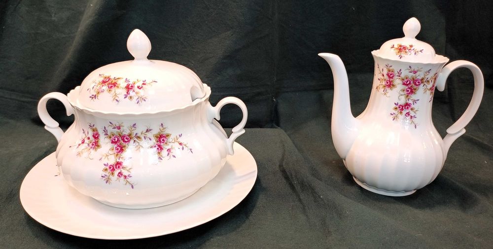 Conjunto de Porcelana Fina Rombach Wunsiedel (Bavaria) – Motivo Floral